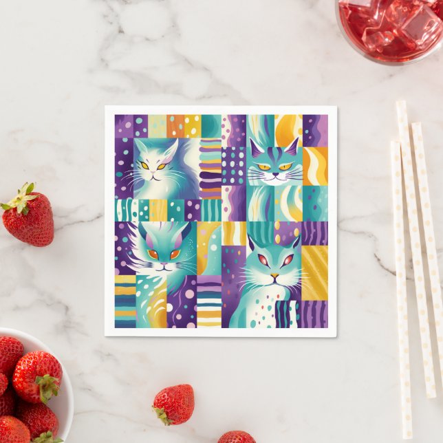 cat mosaic 3 napkins (Insitu)