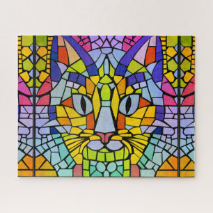 Cat Mosaic Challenge - Cheerful Colorful Tiles Jig Jigsaw Puzzle