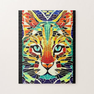 Cat mosaic multicolor beautiful kitty voices jigsaw puzzle