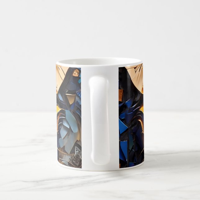 Cat Mosaic Stained Glass Design Coffee Mug (Handle)