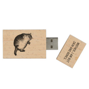 Cat Mother I Am But Skin and Bones For Cat Lover Wood Flash Drive