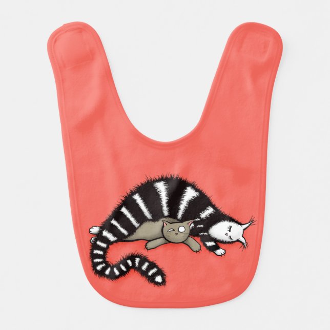 Cat Mother Protects Her Cute Kitty Baby Bib (Front)