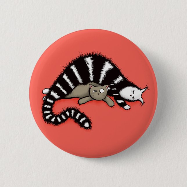 Cat Mother Protects Her Cute Kitty Button (Front)
