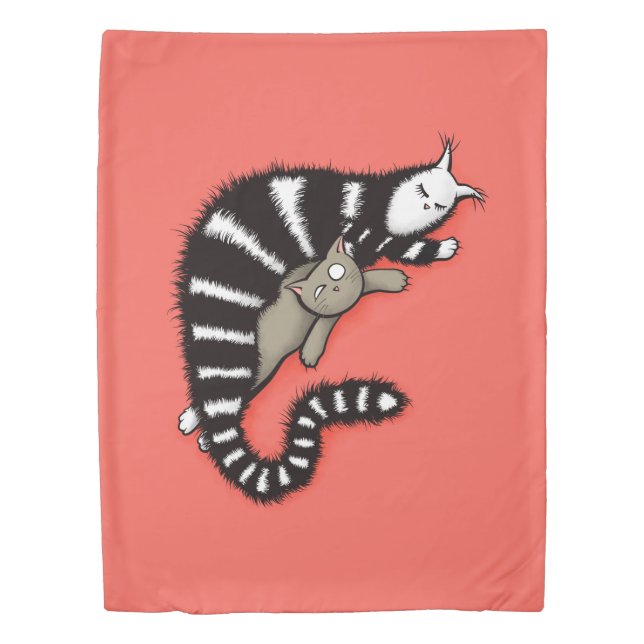 Cat Mother Protects Her Cute Kitty Duvet Cover (Front)
