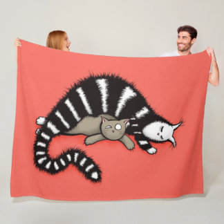 Cat Mother Protects Her Cute Kitty Kid Fleece Blanket