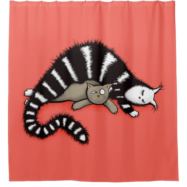 Cat Mother Protects Her Cute Kitty Kid Shower Curtain (Front)