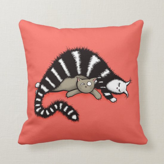 Cat Mother Protects Her Cute Kitty Kid Throw Pillow