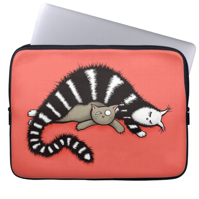 Cat Mother Protects Her Cute Kitty Laptop Sleeve (Front)