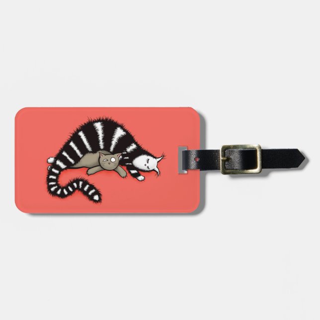 Cat Mother Protects Her Cute Kitty Luggage Tag (Front Horizontal)