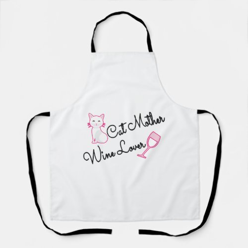 Cat Mother Wine Lover Gift Apron