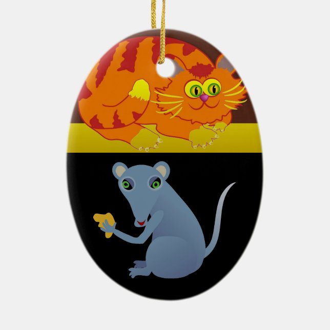 Cat & Mouse Ceramic Ornament (Back)