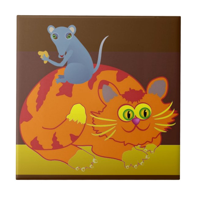 Cat & Mouse Ceramic Tile (Front)