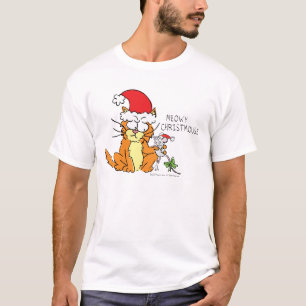 Cat Mouse Christmas Funny Cartoon Cute T-Shirt