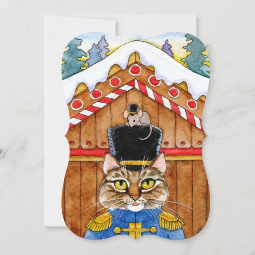 Cat Mouse Christmas Nutcracker card or invitation