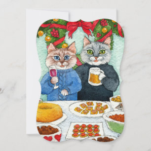 Cat Mouse Christmas Party card or invitation