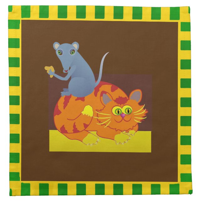Cat & Mouse Cloth Napkin (Front)