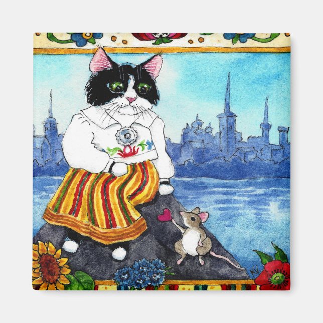 Cat mouse Estonian Folklore magnet (Front)