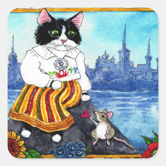 Cat mouse Estonian Folklore stickers (Front)