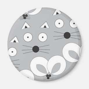 Cat & Mouse pattern gray Magnet