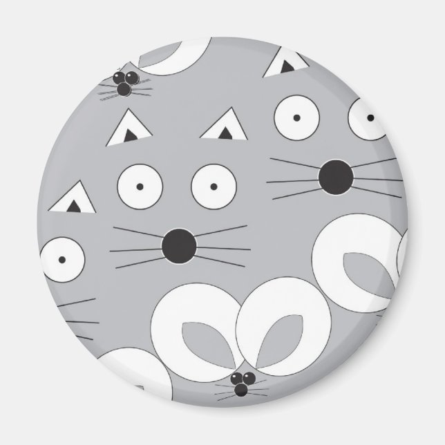 Cat & Mouse pattern gray Magnet (Front)
