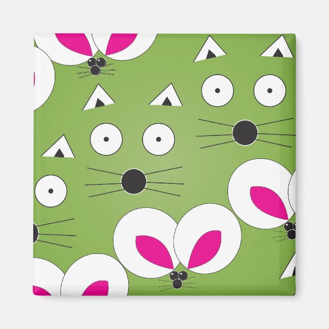 Cat Mouse pattern green Magnet (Front)