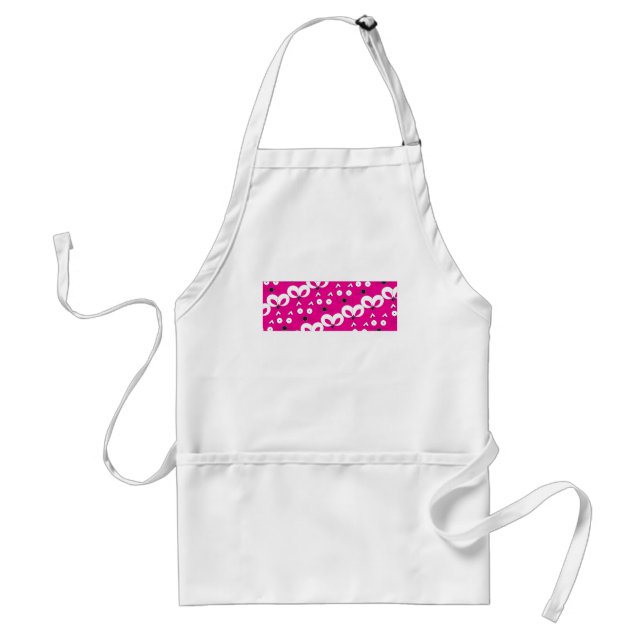 Cat Mouse Pattern Hot Pink Adult Apron (Front)