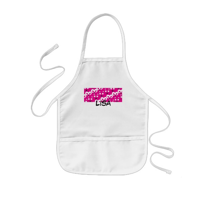 Cat Mouse Pattern Hot Pink Kids' Apron (Front)
