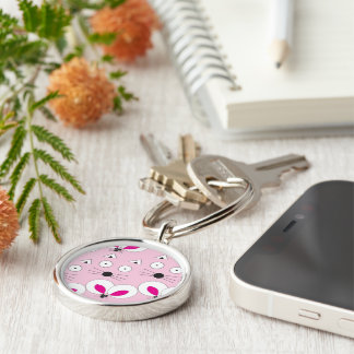 Cat Mouse Pattern Keychain Lt Pink