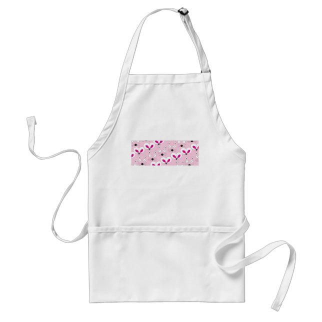 Cat Mouse Pattern Pink Adult Apron (Front)