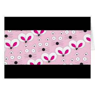 Cat Mouse Pattern Pink Cards