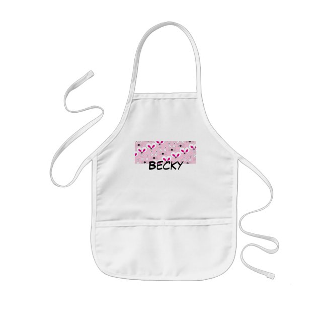 Cat Mouse Pattern Pink Kids' Apron (Front)