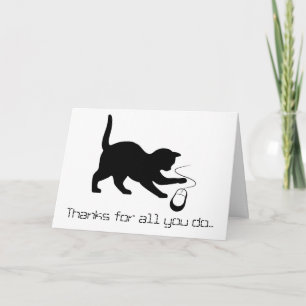Cat Mouse Thanks Technician, Software, Programmer Holiday Card