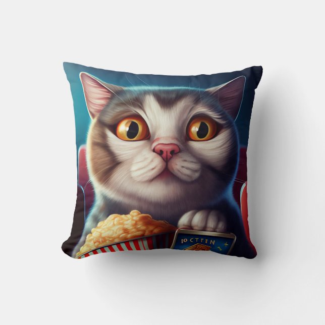 Cat Movie Throw Pillow (Front)