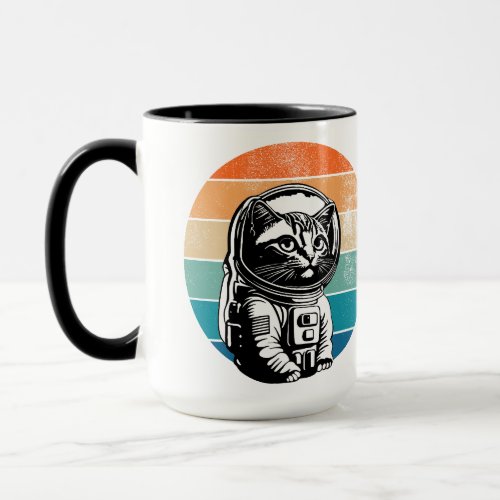 Cat Mug Funny Space Kitten Graphic Rainbow Cup