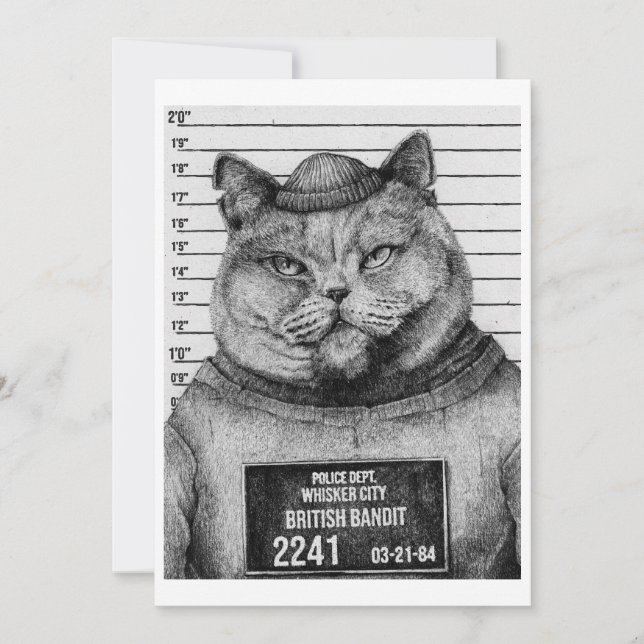 Cat mugshot invitation (Front)