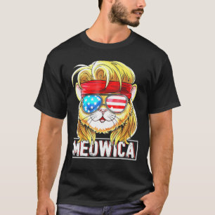 Cat Mullet American Flag Patriotic 4th Of July Cat T-Shirt
