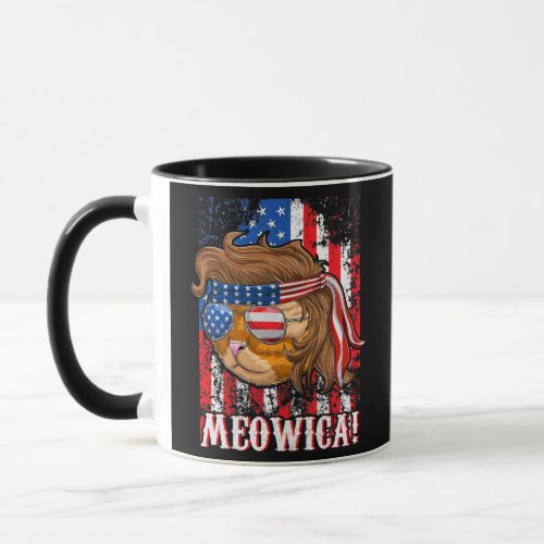 Cat Mullet Meowica 4th Of July American Flag Mug
