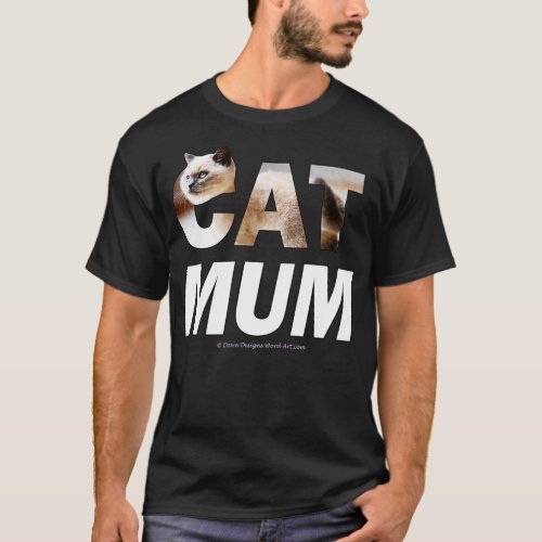CAT MUM siamese long hair cat oil painting word ar T_Shirt
