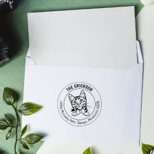 Cat Munchkin Family Return Address Rubber Stamp