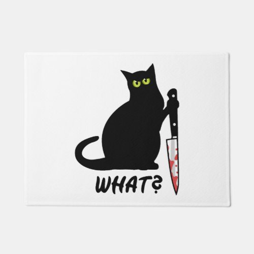 cat murder bloody knife doormat