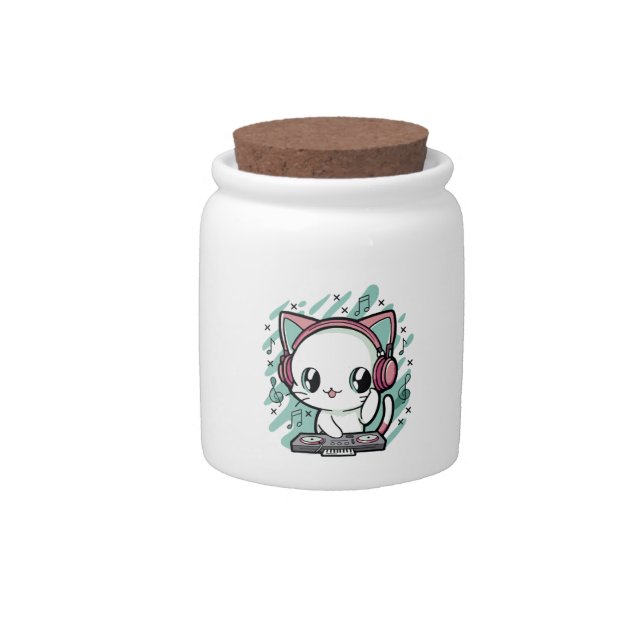 cat music candy jar (Front)