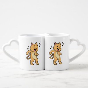 Cat Music Dance Coffee Mug Set