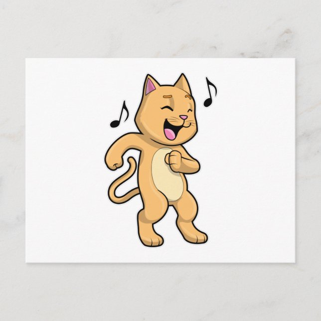 Cat Music Dance Postcard (Front)