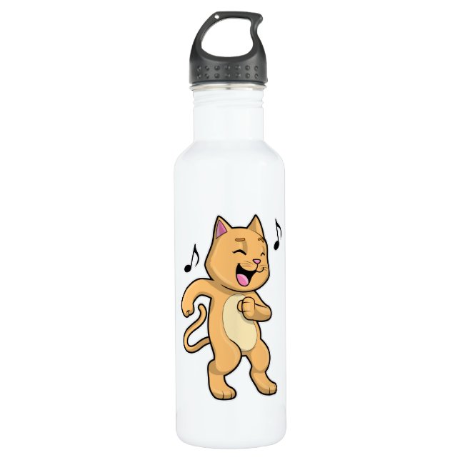 Cat Music Dance Stainless Steel Water Bottle (Front)