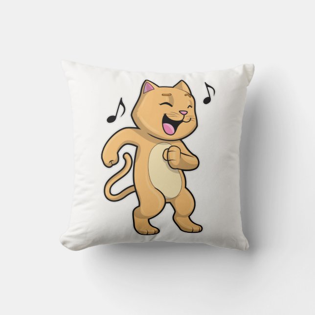 Cat Music Dance Throw Pillow (Front)