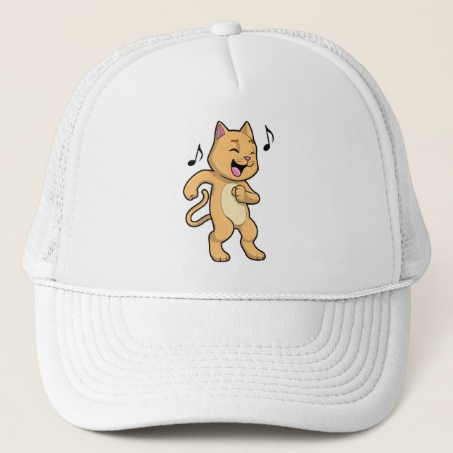 Cat Music Dance Trucker Hat (Front)