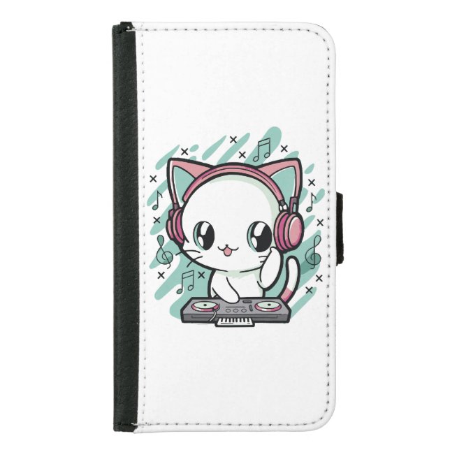 cat music samsung galaxy wallet case (Front)