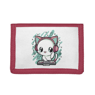cat music trifold wallet