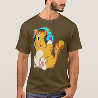 Cat Music with Headphone T-Shirt