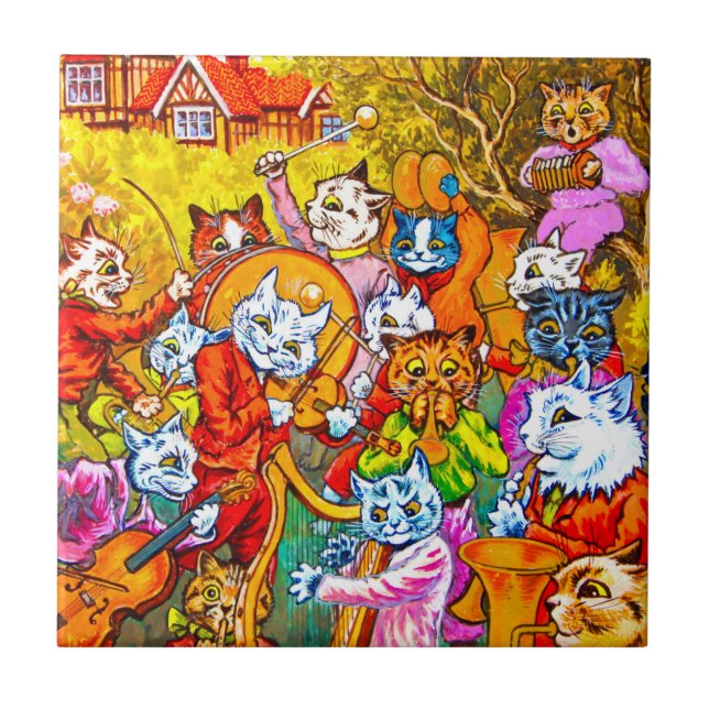 Cat Musical Band Ceramic Tile (Front)